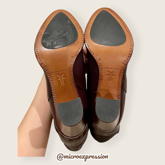 $399 Frye June Slouch Knee High Brown Leather Heeled Pull On Tall Winter Boots - Picture 13 of 16